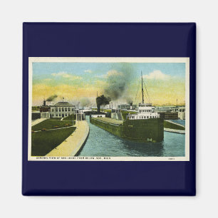 Allgemeine Ansicht von Soo Locks von unten, Soo, M Magnet