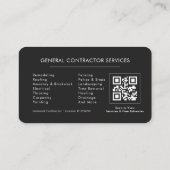 Allgemeine Bau Schwarz Silber QR-Code Visitenkarte (Rückseite)