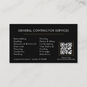 Allgemeine Bauwesen Schwarz Gold QR-Code Visitenkarte (Rückseite)