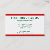 Allgemeine bewirtschaftenVisitenkarte Visitenkarte (Rückseite)