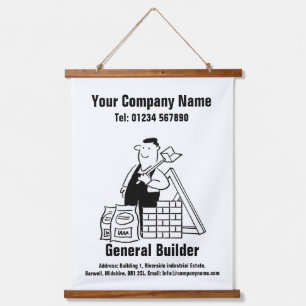 Allgemeine Builder-Cartoon-Designbindungsband Wandteppich Mit Holzrahmen