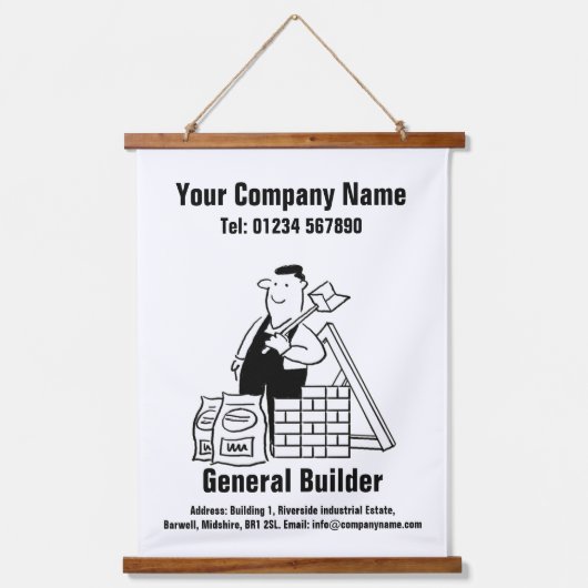 Allgemeine Builder-Cartoon-Designbindungsband Wandteppich Mit Holzrahmen (Vorderseite)