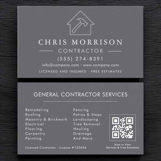 Allgemeine graue Silber-QR-Code-Baustelle Visitenkarte