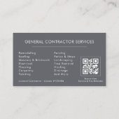 Allgemeine graue Silber-QR-Code-Baustelle Visitenkarte (Rückseite)