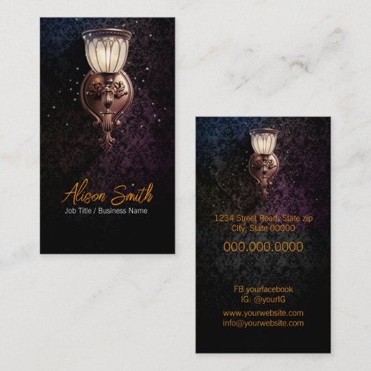 Allgemeine Lampe mit Glühbirne Visitenkarte (Vorne/Hinten)