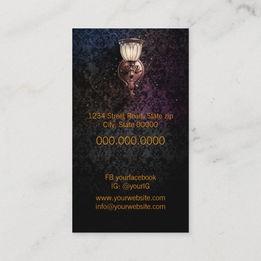 Allgemeine Lampe mit Glühbirne Visitenkarte (Rückseite)