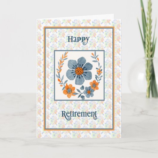 Allgemeine Rentenkarte Orange & Blue Blumen Karte (Vorderseite)