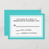 Allgemeine RSVP-Karten (Aquamarin / weiß) RSVP Karte (Vorne/Hinten)