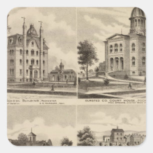 Allgemeine Schule, Gerichtsgebäude, Minnesota Quadratischer Aufkleber