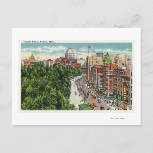 Allgemeine Sicht auf die Tremont Street Postkarte (Vorderseite)