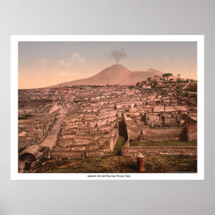 Allgemeine Sicht und Vesuv, Pompeji, Italien Poster