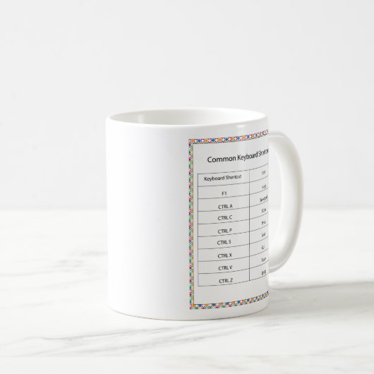 Allgemeine Tastatur-Abkürzungs-Tasse Kaffeetasse (VorderseiteRechts)