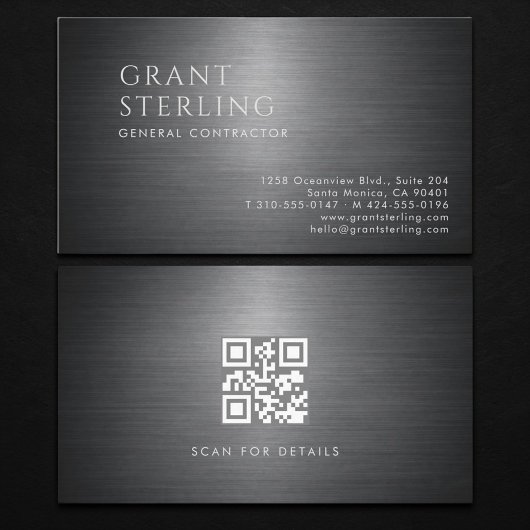 Allgemeiner Auftragnehmer Metallischer QR-Code Visitenkarte