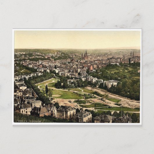 Allgemeiner Ausblick von Neroberg, Wiesbaden, Hess Postkarte (Vorderseite)