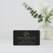 Allgemeiner Bau QR-Code Schwarz Gold Visitenkarte (Stehend Vorderseite)