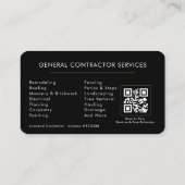 Allgemeiner Bau QR-Code Schwarz Gold Visitenkarte (Rückseite)