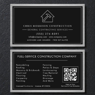 Allgemeiner Bauunternehmer QR Code Industrielles M Visitenkarte