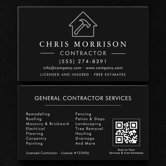 Allgemeiner Bauunternehmer QR Code Visitenkarte