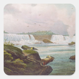 Allgemeiner Blick auf die Niagarafälle von der kan Quadratischer Aufkleber
