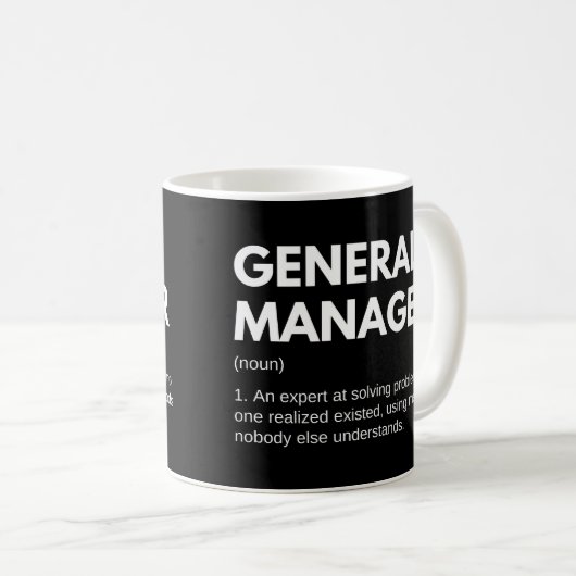 Allgemeiner Leiter Funny Work Definition Kaffeetasse (VorderseiteRechts)