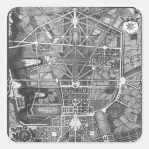 Allgemeiner Plan der Stadt und des Chateaus von Quadratischer Aufkleber