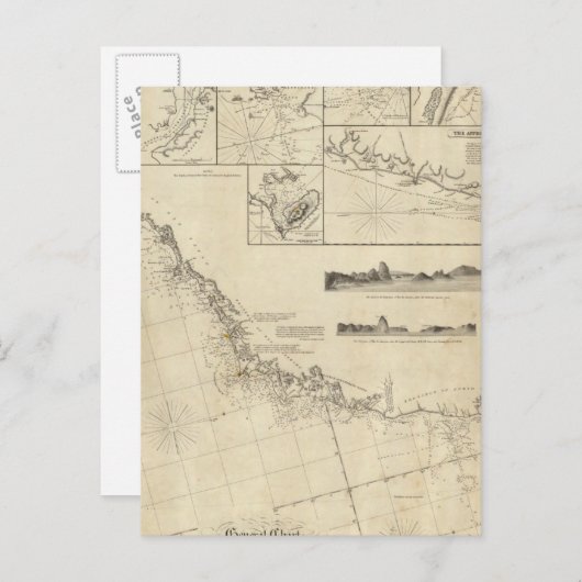 Allgemeines Diagramm der Küsten von Brasilien Postkarte (Vorne/Hinten)