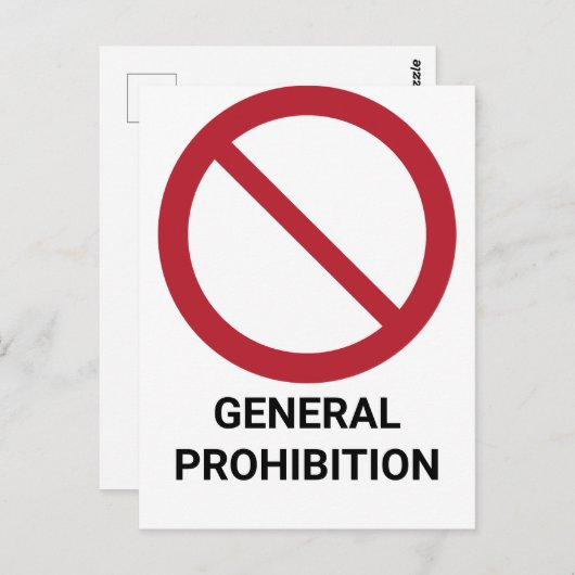 Allgemeines Verbot, Verbotszeichen Postkarte (Vorne/Hinten)