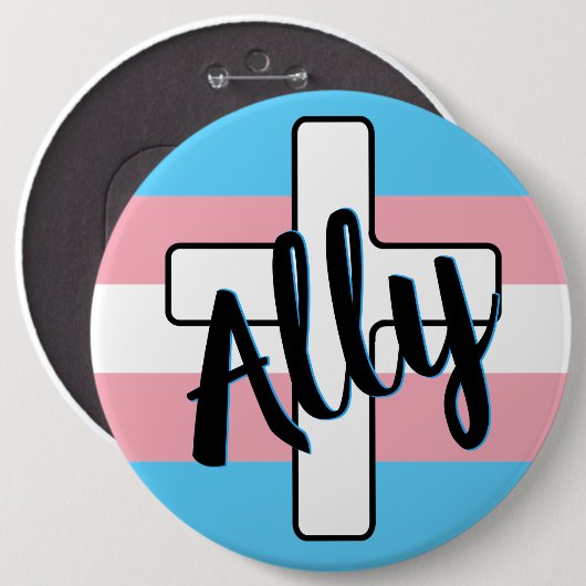 Allianz und Kreuz mit Trans Pride Flag-Taste Button (Vorne & Hinten)
