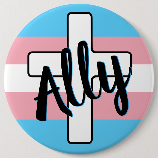 Allianz und Kreuz mit Trans Pride Flag-Taste Button (Vorderseite)