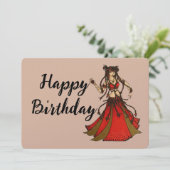 Alliecat Belly Dancer Happy Birthday Feiertagskarte (Stehend Vorderseite)
