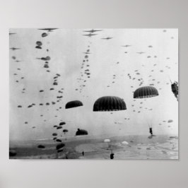 Allied Airborne Troops Parachuting - WWII Poster