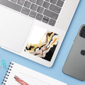 Alligare Abstract Gold Black White Fluid Art Aufkleber (Laptop mit iPhone)