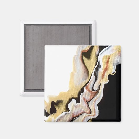 Alligare Abstract Gold Black White Fluid Art Magnet (Vorderseite/Rückseite)