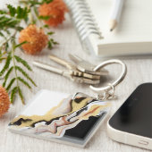 Alligare Abstract Gold Black White Fluid Art Schlüsselanhänger (Vorderseite rechts)