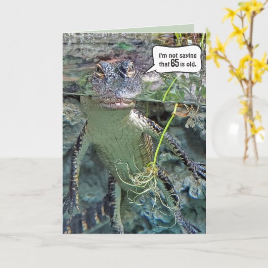 Alligator 65. Geburtstag Karte (Gelbe Blume)