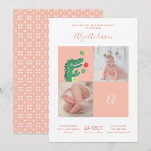 Alligator • Alphabet Monogram Süße Babyparty Einladung