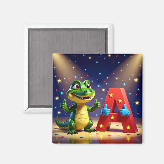 Alligator Andy -  Thumbs up – Kids Art Magnet (Vorderseite/Rückseite)
