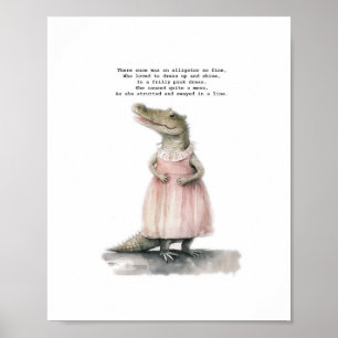 Alligator Art Print - "Alligator in Pink" Poster