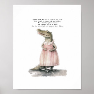 Alligator Art Print - "Alligator in Pink" Poster