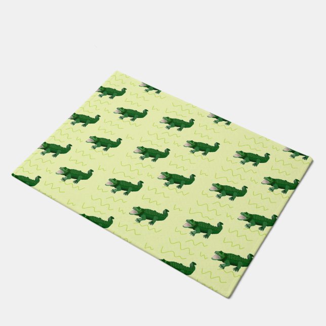 Alligator auf gelb fußmatte (Schrägansicht)