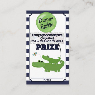 Alligator Baby Dusche DIAPER RAFFLE TICKETS Blau Begleitkarte