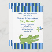 Alligator Baby Dusche Einladung blau/grün 12x18 (Vorne/Hinten)