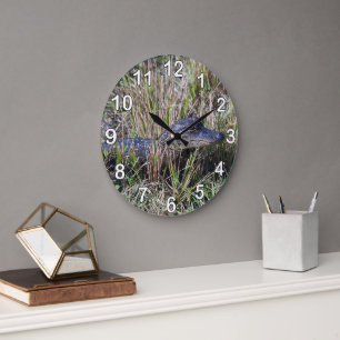 Alligator Baby Grass Florida White Numbers Große Wanduhr