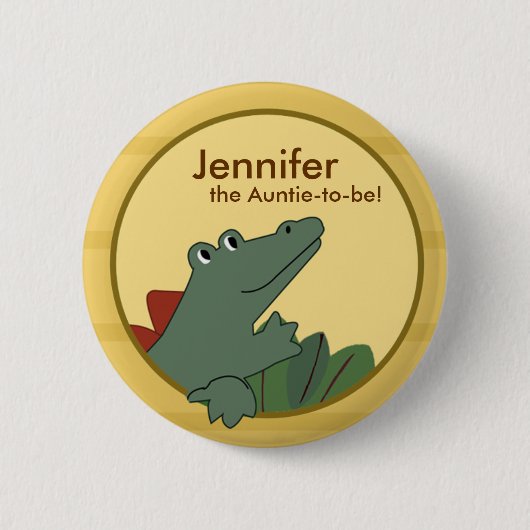 Alligator Babydusche oder Geburtstag Personalisier Button (Vorderseite)