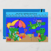 Alligator Beach Party Schwimmen Geburtstag Einladu Einladung (Vorne/Hinten)