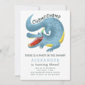 Alligator Birthday Party Blue Einladung (Vorderseite)