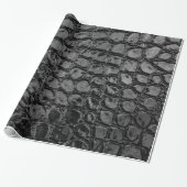 Alligator Black Imitats Leather Geschenkpapier (Ungerollt)