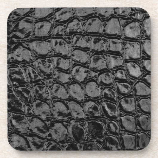 Alligator Black Imitats Leather Getränkeuntersetzer (Vorderseite)