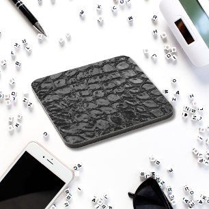 Alligator Black Imitats Leather Getränkeuntersetzer