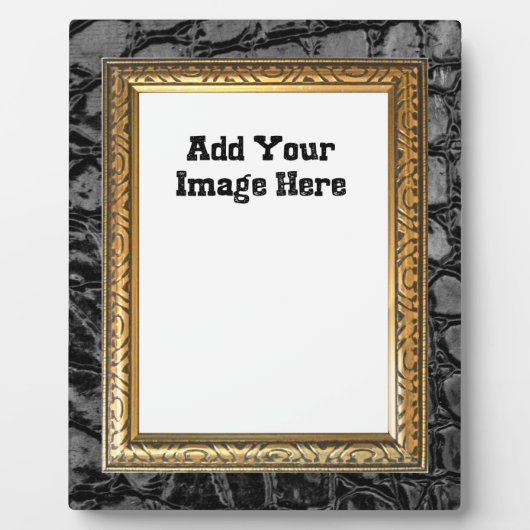 Alligator Black Imitats Leather Gold Frame Fotoplatte (Vorderseite)